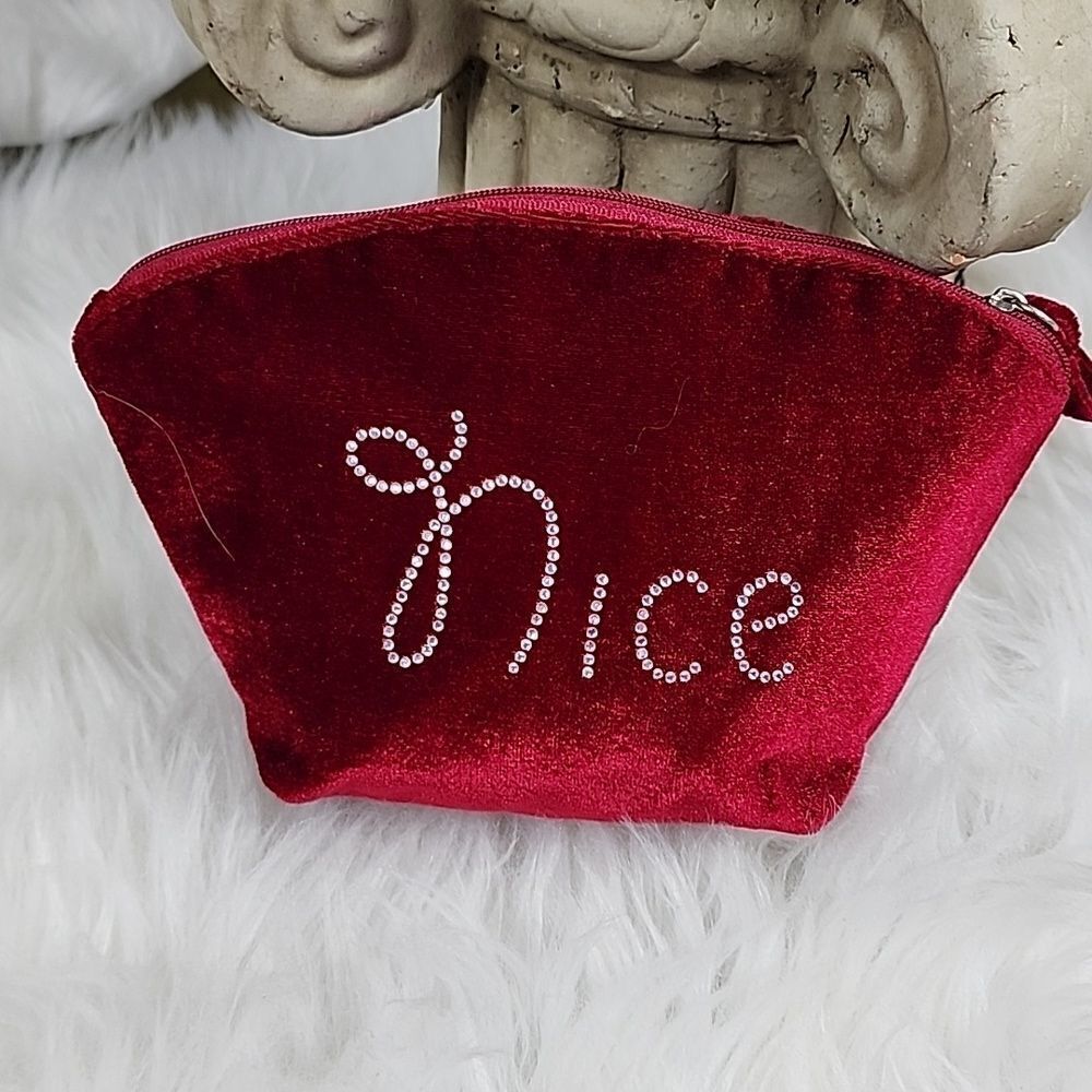 Crushed Velvet 'Naughty' 'Nice' Christmas Clutch, Stocking Stuffer, Gift Pouch